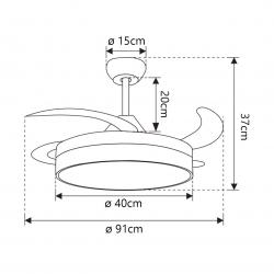 VENTILADOR MINI MALTA CAFE 40 CM 3 PALAS LED 36W