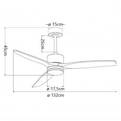 VENTILADOR MADEIRA BLCO-MADERA 132CMS 3 PALAS