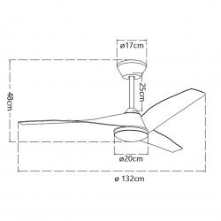 VENTILADOR PAPUA BLANCO-MADERA 132CMS 3 PALAS