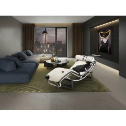 LECO- CHAISE LONGUE - PIEL VACA BCO.NEGR