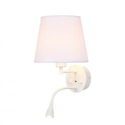 Caicos * Aplique Blanco 1L E27+ Lector Led 3W 3000K + Usb