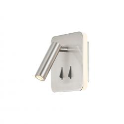 Cayman Sq* Aplique Satin Nickel Lector Led 3W+6W 3000K