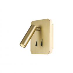 Cayman Sq* Aplique Lector Led 3W+6W 3000K Oro Mate