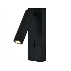 TARIFA III * APLIQUE LECTOR LED 3W 3000K NEGRO TYPE-C CARGADOR