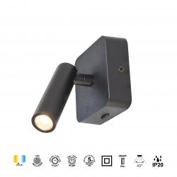 POPA * APLIQUE LECTOR 3W 3000K NEGRO