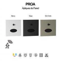PROA * BAÑADOR PARED LED 3W 3000K GRIS/VERDE