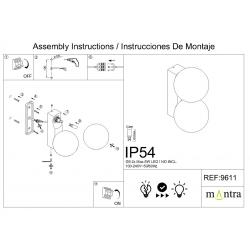 INTERLAKEN * APLIQUE IP54 2*G9 NEGRO