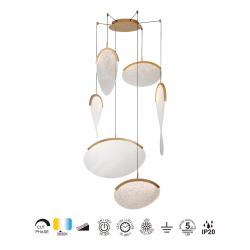 OASIS * LAMPARA LED 80W ORO - 6 COLGANTES- DIMABLE TRIAC