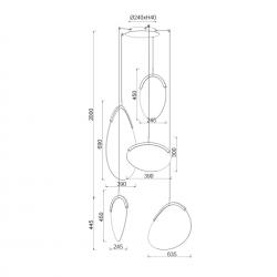 OASIS * LAMPARA LED 72W ORO - 5 COLGANTES - DIMABLE TRIAC