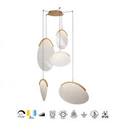 OASIS * LAMPARA LED 72W ORO - 5 COLGANTES - DIMABLE TRIAC