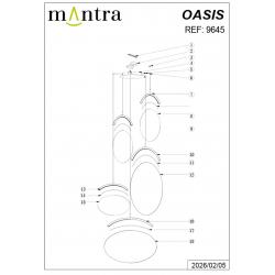 OASIS * LAMPARA LED 72W ORO - 5 COLGANTES - DIMABLE TRIAC