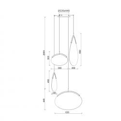 OASIS * LAMPARA LED 54W ORO - 4 COLGANTES - DIMABLE TRIAC
