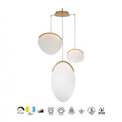 OASIS * LAMPARA LED 40W ORO - 3 COLGANTES - DIMABLE TRIAC