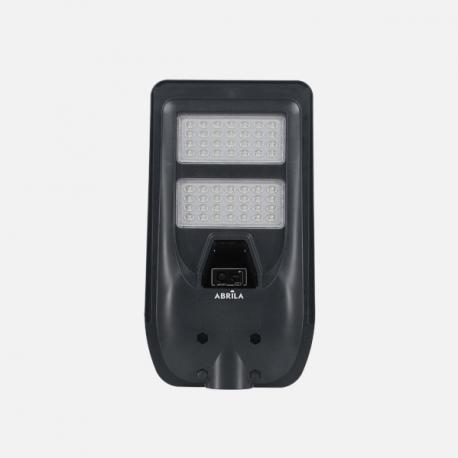 Farola Led Solar Bazan 100w 6500k Gris 1400lm Ip65 C/mando Sensor Movimiento Y Crepuscular 43x24x6cm