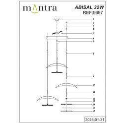 ABISAL * COLGANTE LED 3L 32W CCT 2700-5700K RF