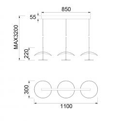 ABISAL * COLGANTE LED 3L LINEA 32W CCT 2700-5700K RF Nogal