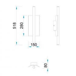 VELA * Aplique LED 10W CCT 2700K-4000K-5000K W150mm Marrón oscuro cepillado