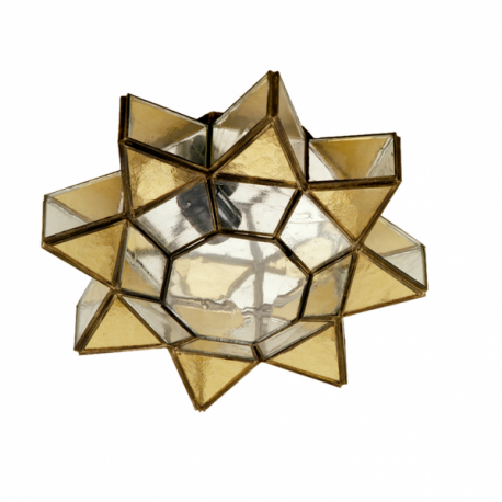 Plafon/aplique 1xe27 Ambarina Cuero/ambar 12x35x35 Cm - Imagen 1