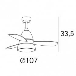 Ventilador Iseran Cromo  2xe27 3 Aspas  Metacrilato Acido 33.5x107d C.remoto - Imagen 2