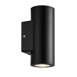Aplique Exterior Yopol 2xgu10 Negro Cilindro Policarbonato  18,6x7,6x9,9 Cm  Ip54 - Imagen 1