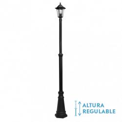 Farola Exterior Aluminio Auriga 1xe27 Negro Ip44 220x20x20 Cm  Regulable En Altura - Imagen 1