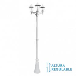 Farola Exterior Aluminio Auriga 3xe27 Blanco Ip44 220x62x62 Cm  Regulable En Altura - Imagen 1
