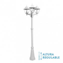 Farola Exterior Aluminio Spica 3xe27 Blanco Ip44 220x62x62 Cm  Regulable En Altura - Imagen 1