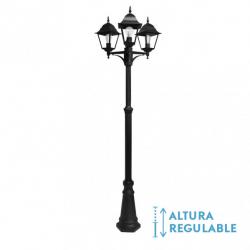 Farola Exterior Aluminio Spica 3xe27 Negro Ip44 220x62x62 Cm  Regulable En Altura - Imagen 1