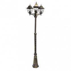 Farola Exterior Aluminio Bootes 3xe27 Neg/oro Ip44 228x62x62 Cm - Imagen 1
