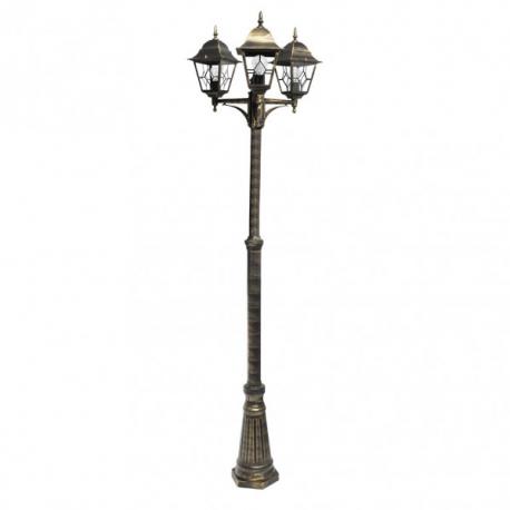 Farola Exterior Aluminio Bootes 3xe27 Neg/oro Ip44 228x62x62 Cm - Imagen 1