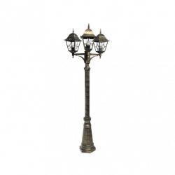 Farola Exterior Aluminio Bootes 3xe27 Neg/oro Ip44 228x62x62 Cm - Imagen 2