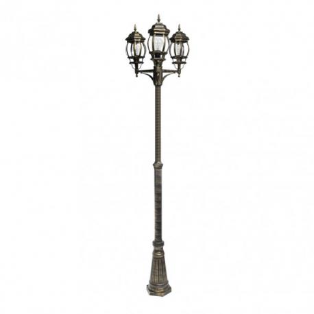 Farola Exterior Aluminio Caelum 3xe27 Neg/oro Ip45 228x55x55 Cm - Imagen 1