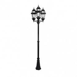 Farola Exterior Aluminio Becrux 3xe27 Negro Ip44 234x60x60 Cm Regulable En Altura Ip44 - Imagen 1