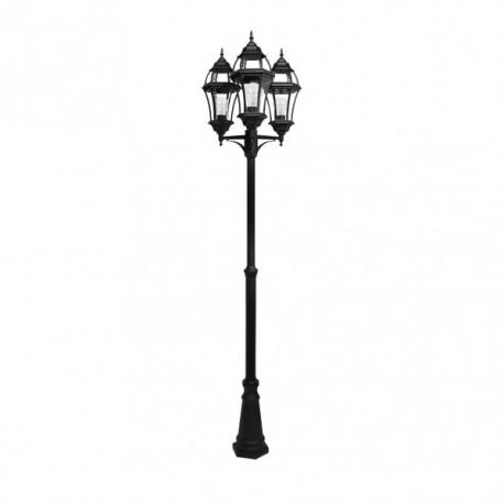 Farola Exterior Aluminio Becrux 3xe27 Negro Ip44 234x60x60 Cm Regulable En Altura Ip44 - Imagen 1