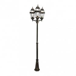 Farola Exterior Aluminio Becrux 3xe27 Neg/oro    234x60x60 Cm Regulable En Altura  Ip44 - Imagen 1