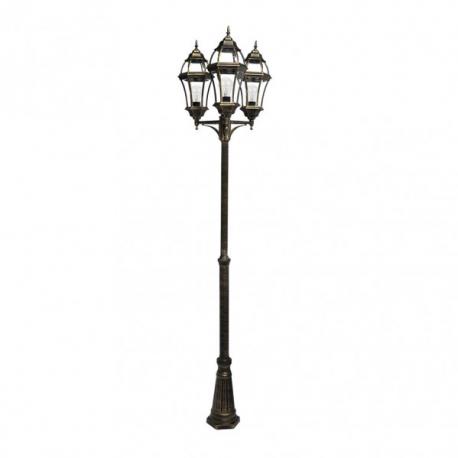 Farola Exterior Aluminio Becrux 3xe27 Neg/oro    234x60x60 Cm Regulable En Altura  Ip44 - Imagen 1