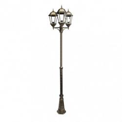 Farola Exterior Aluminio Regulus 3xe27 Neg/oro    230x60x60 Cm Regulable En Altura  Ip44 - Imagen 1