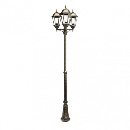 Farola Exterior Aluminio Regulus 3xe27 Neg/oro    230x60x60 Cm Regulable En Altura  Ip44 - Imagen 1