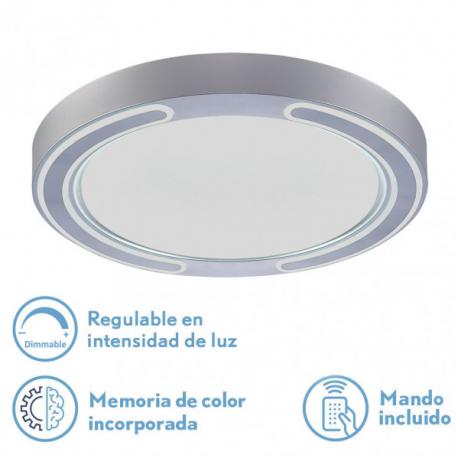 Plafon 72w Asher Plata 3000-4000-6500k 5616lm  6x50x50cm Remoto+reg.int+memoria - Imagen 1
